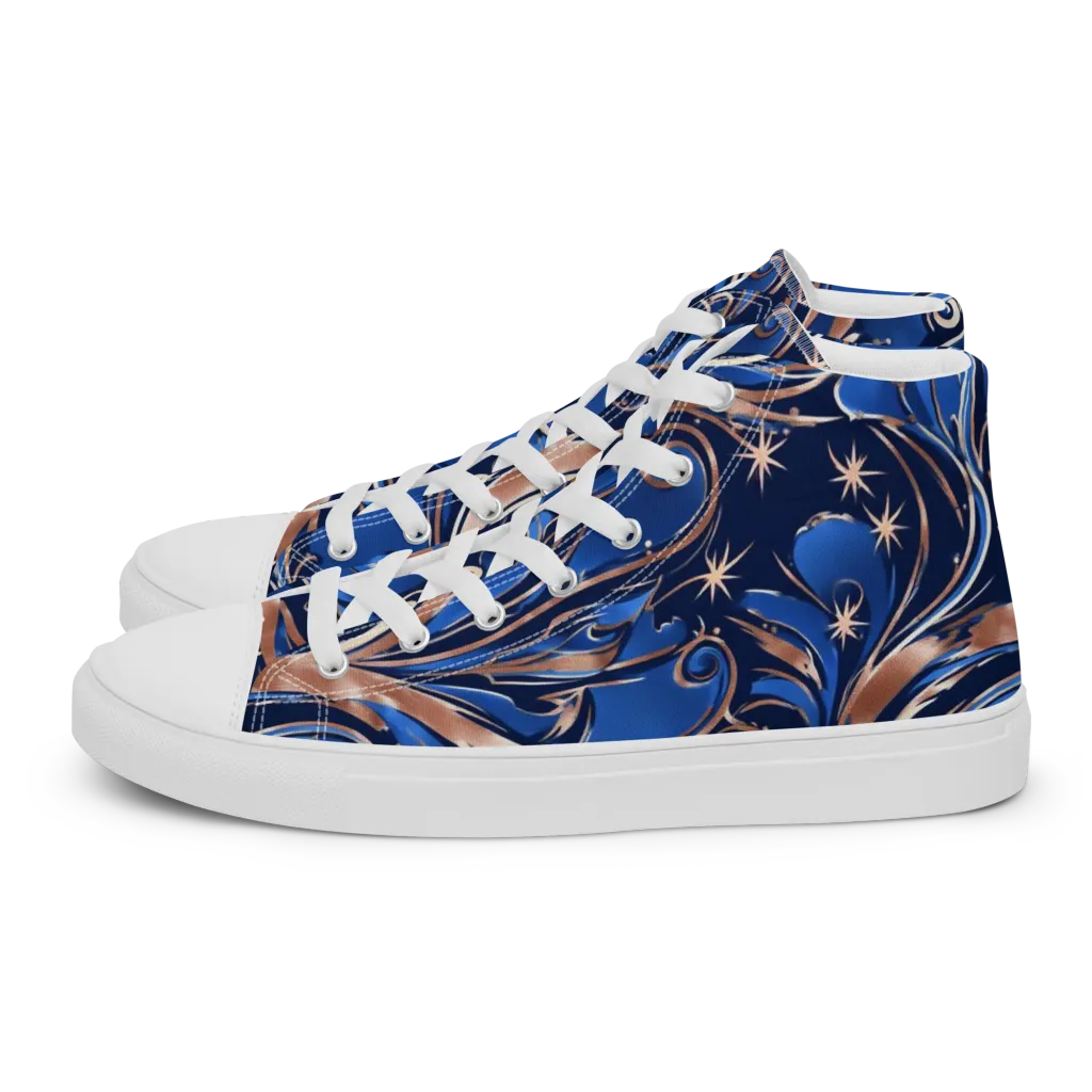 Royal Undertow on Women's High Top Canvas Shoes — Left