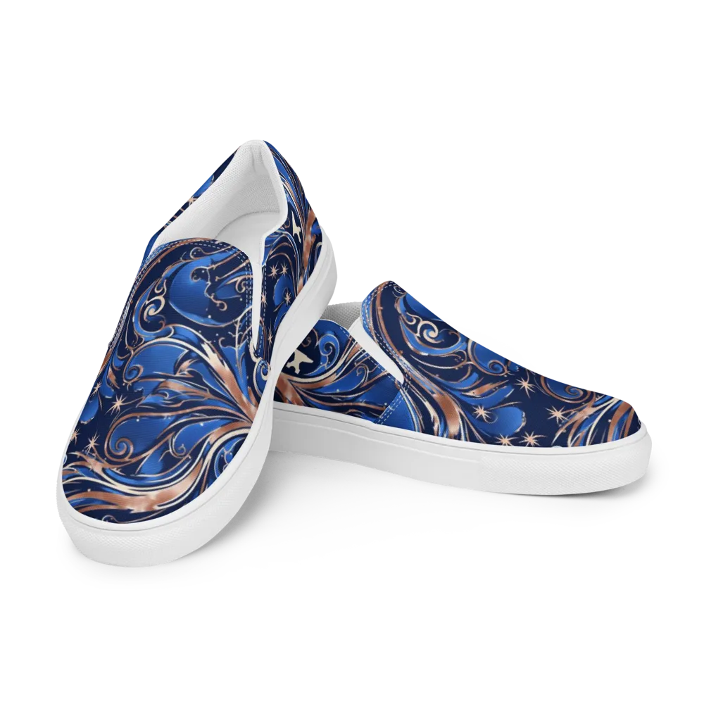 Royal Undertow on Men's Slip-On Canvas Shoes — Left Front