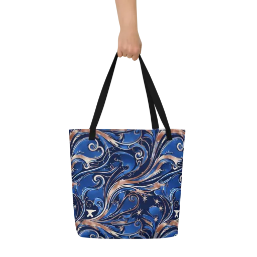Royal Undertow on a Large Tote Bag W/ Pocket