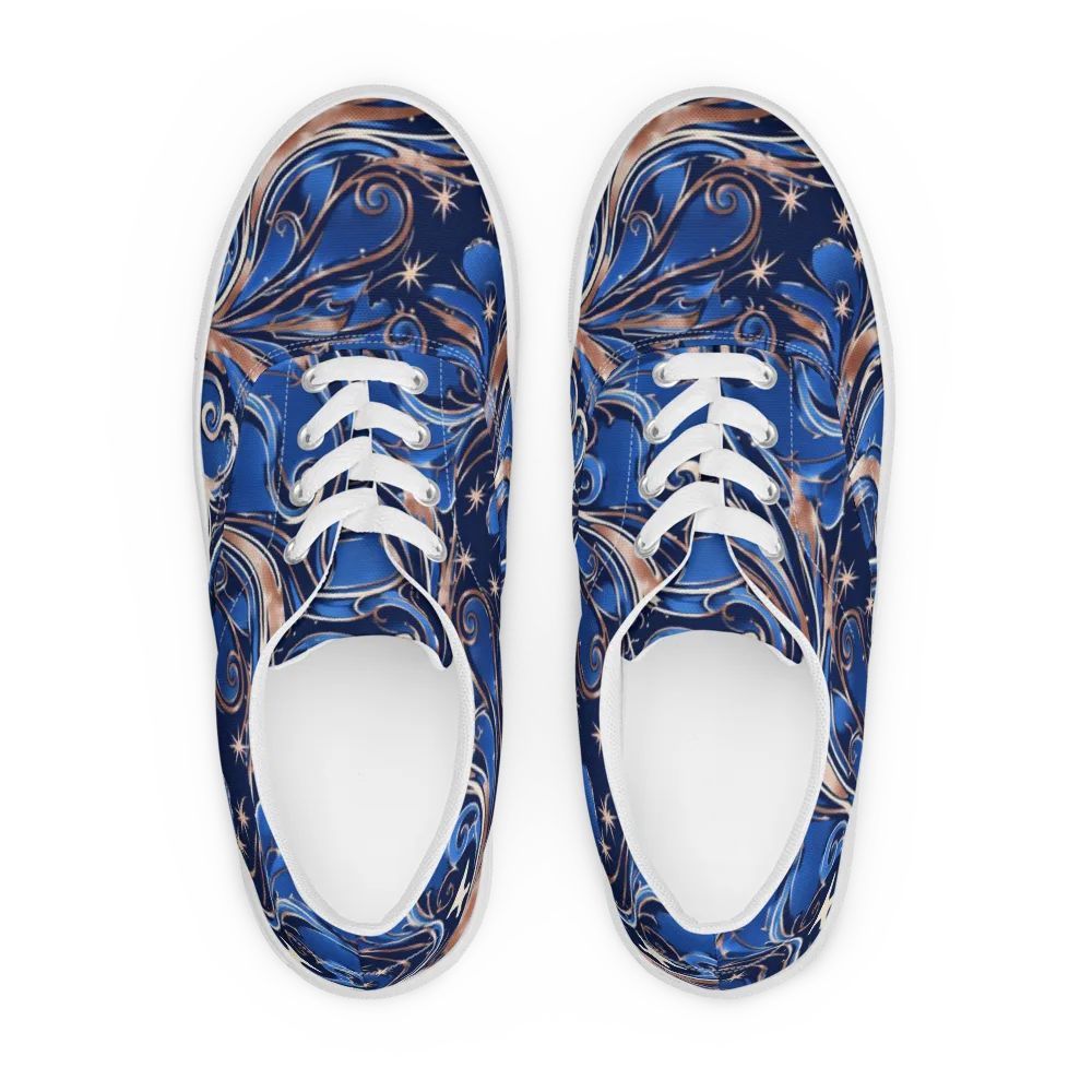 Royal Undertow on Men's Lace-Up Canvas Shoes — Front