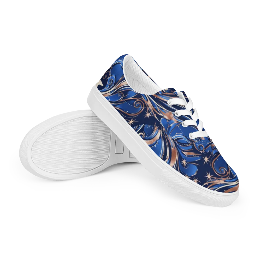 Royal Undertow on Men's Lace-Up Canvas Shoes — Right Front