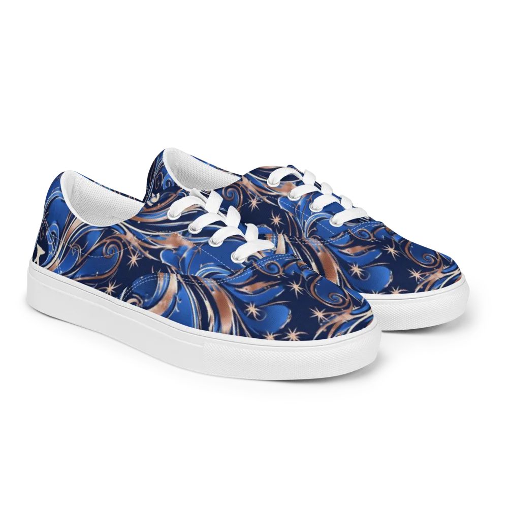 Royal Undertow on Men's Lace-Up Canvas Shoes — Right Front