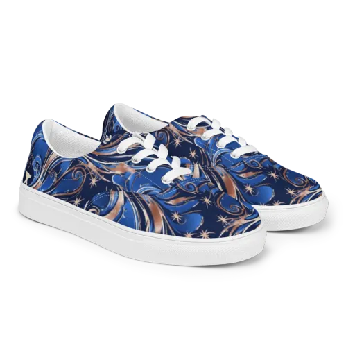Royal Undertow on a Men's Lace-Up Canvas Shoes