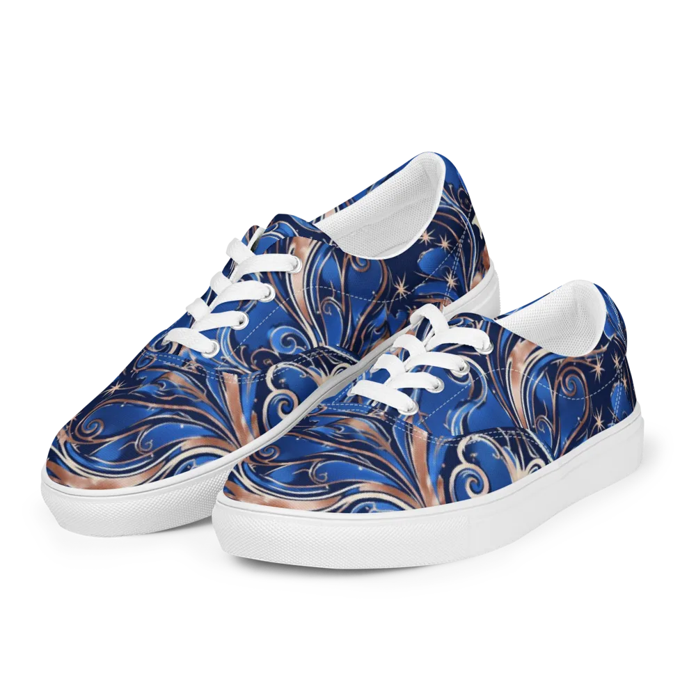 Royal Undertow on Men's Lace-Up Canvas Shoes — Left Front
