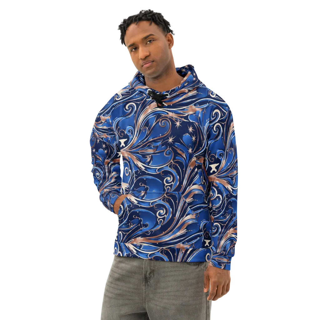 Royal Undertow on Cotton Hoodie — Left Front