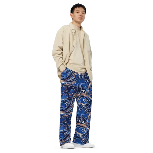 Royal Undertow on a Wide-Leg Pants