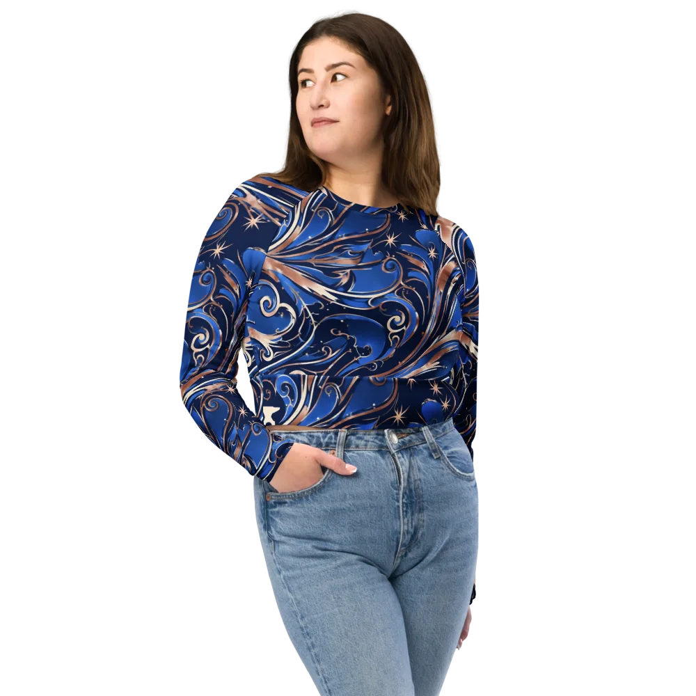 Royal Undertow on Long Sleeve Crop Top — Front