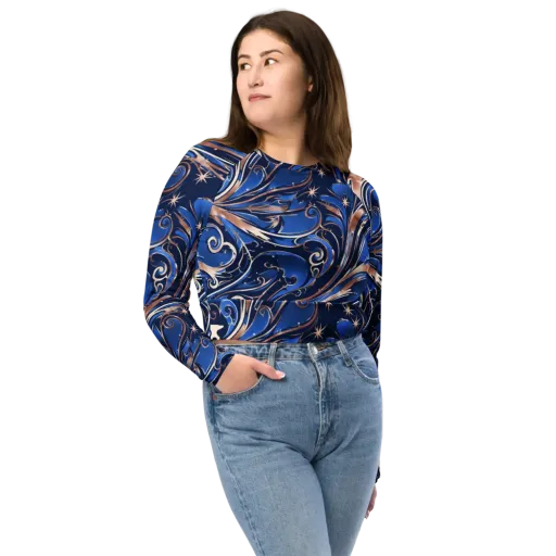 Royal Undertow on a Long Sleeve Crop Top
