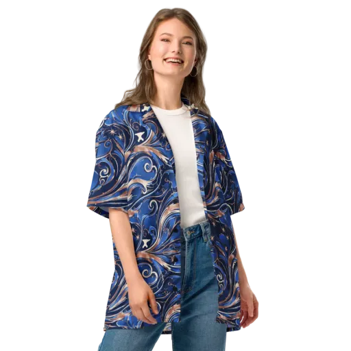 Royal Undertow on a Button Shirt