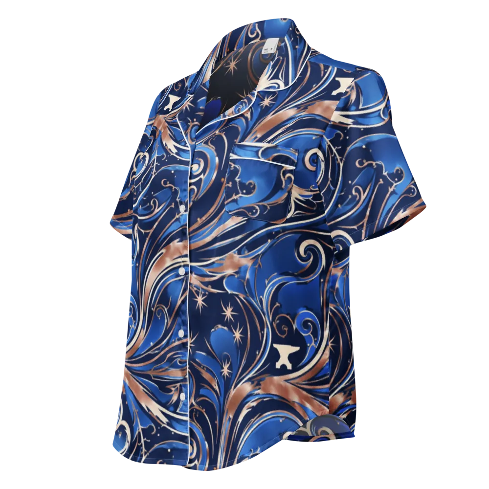 Royal Undertow on Women's Short Sleeve Pajama Top — Left Front