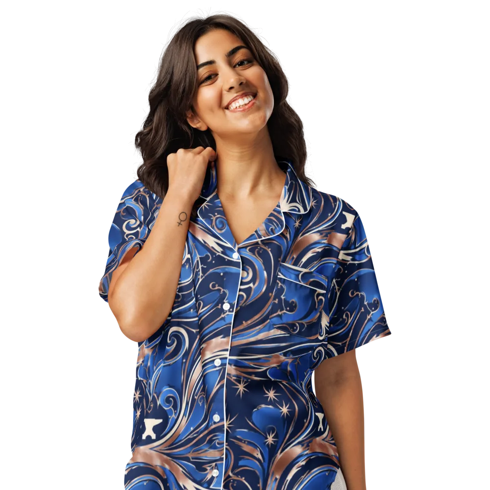 Royal Undertow on Women's Short Sleeve Pajama Top — Front