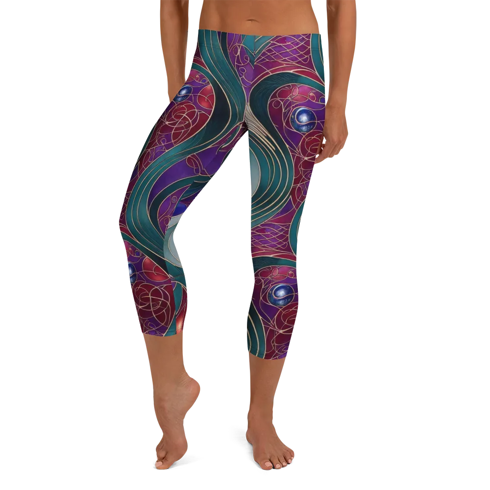 Velvet Plumage on Capri Leggings — Front
