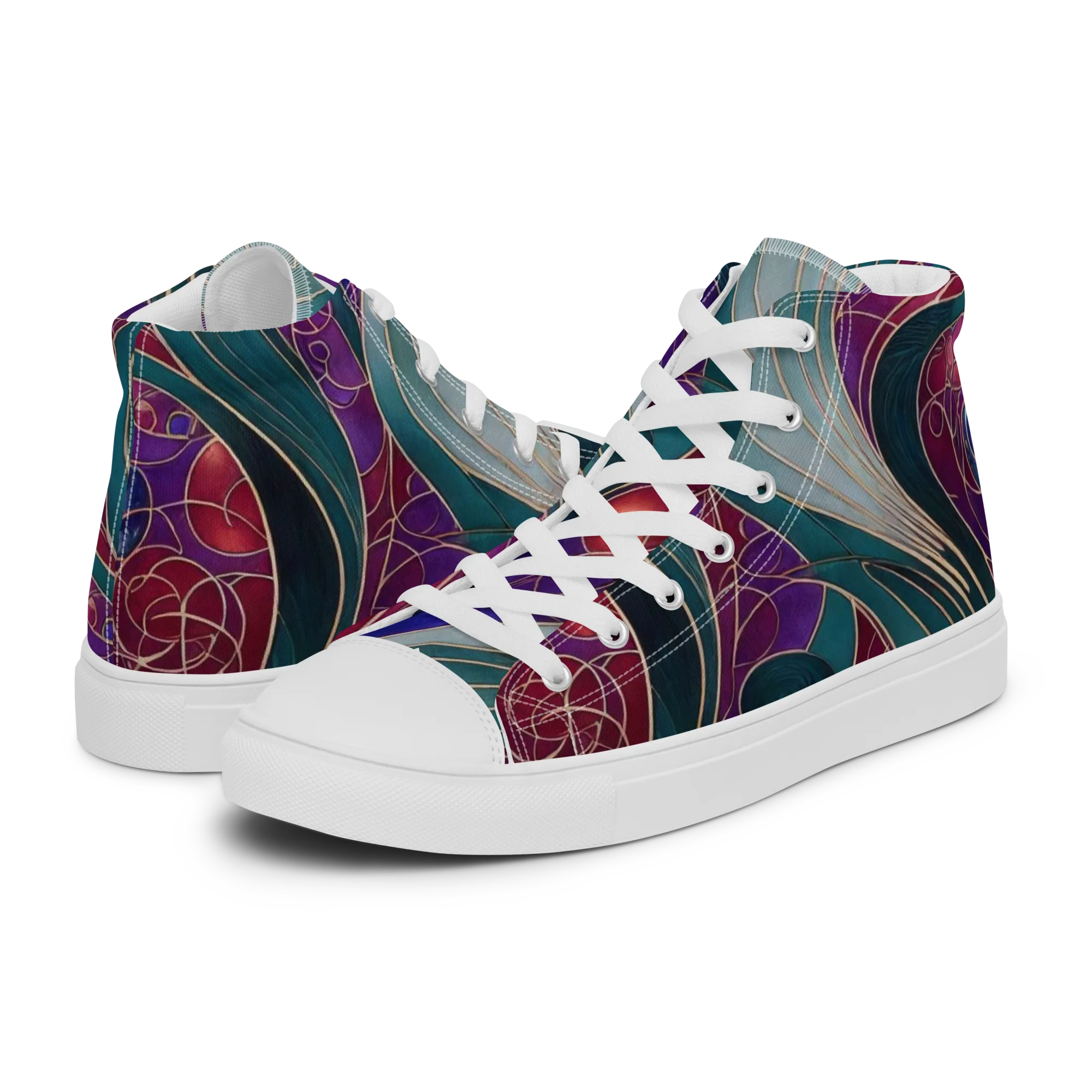 Velvet Plumage on Men's High Top Canvas Shoes — Left