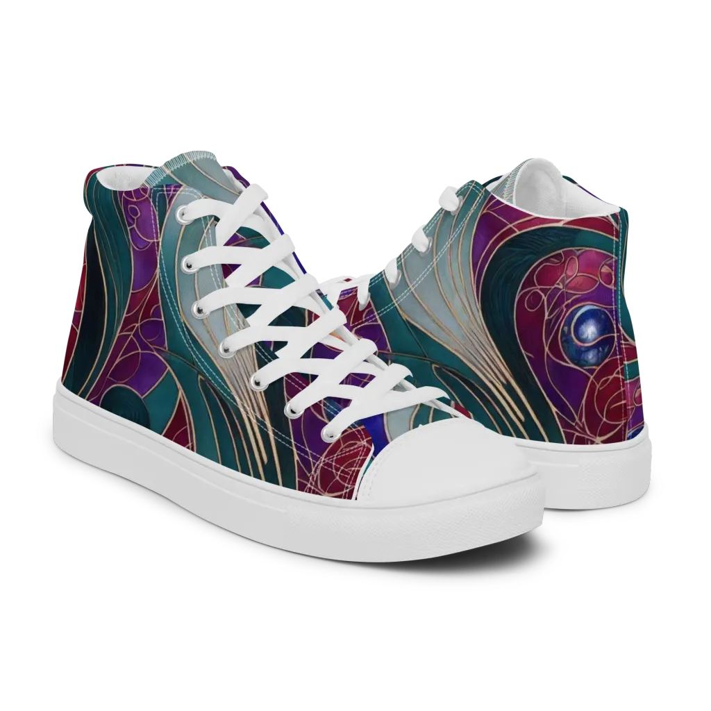 Velvet Plumage on Men's High Top Canvas Shoes — Right