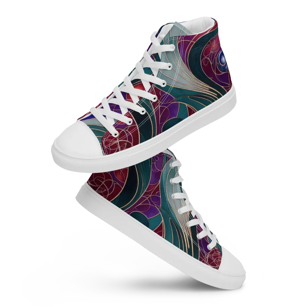 Velvet Plumage on Men's High Top Canvas Shoes — Front