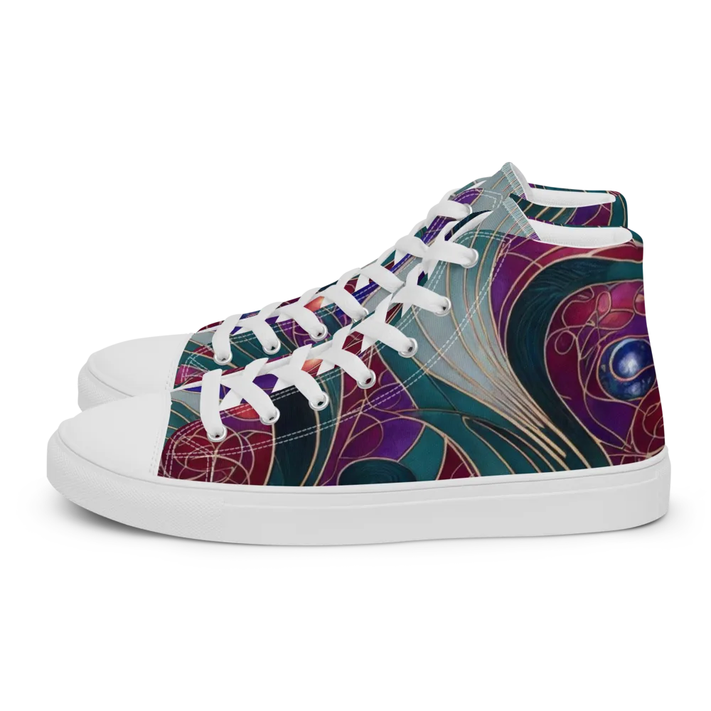 Velvet Plumage on Women's High Top Canvas Shoes — Left