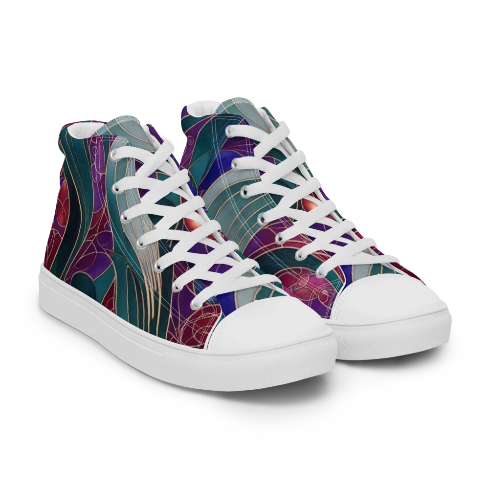Velvet Plumage on Women's High Top Canvas Shoes — Right Front