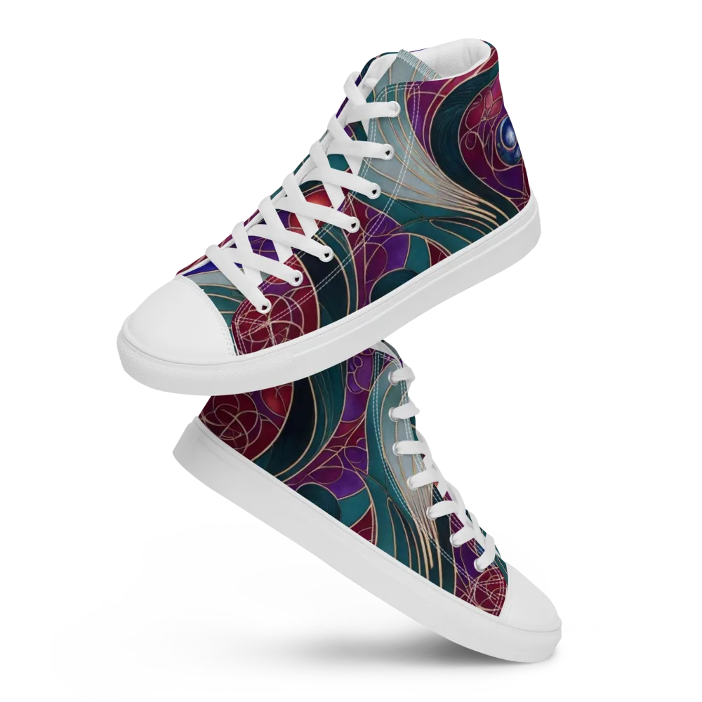 Velvet Plumage on Women's High Top Canvas Shoes — Front