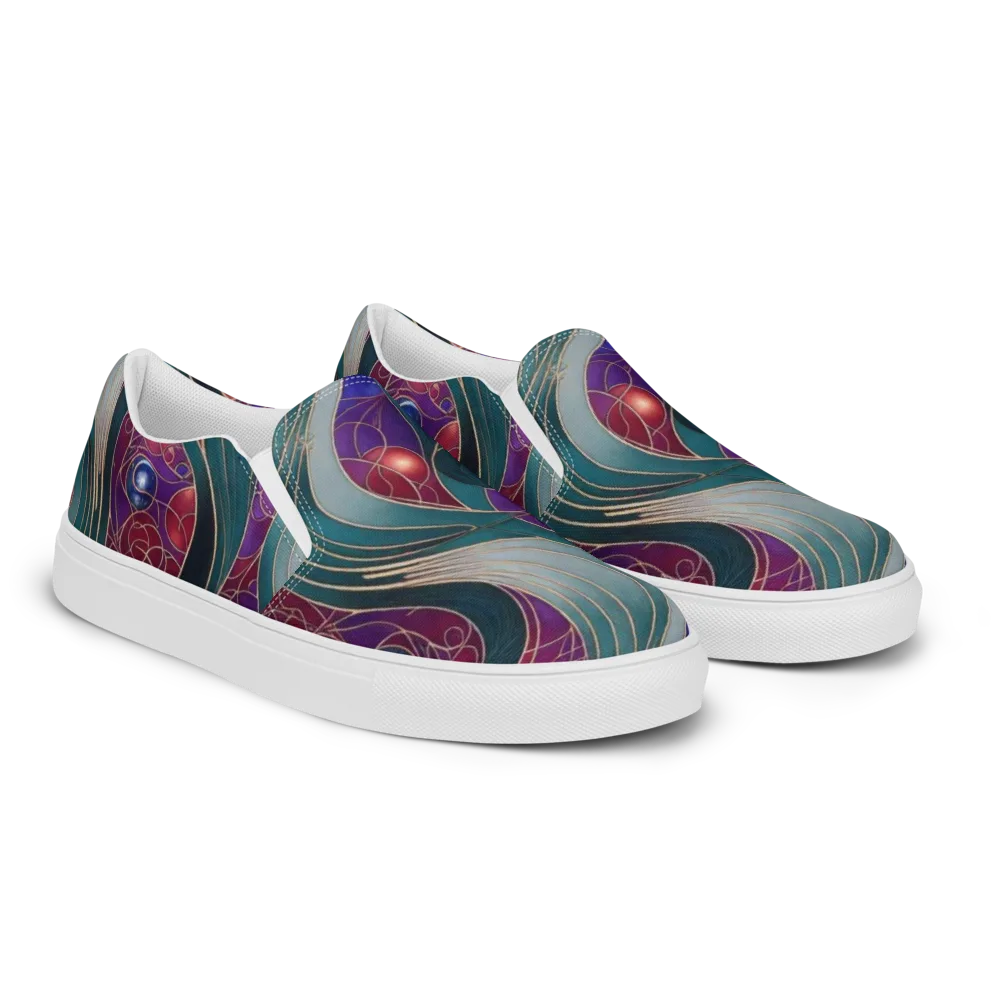 Velvet Plumage on Men's Slip-On Canvas Shoes — Right Front