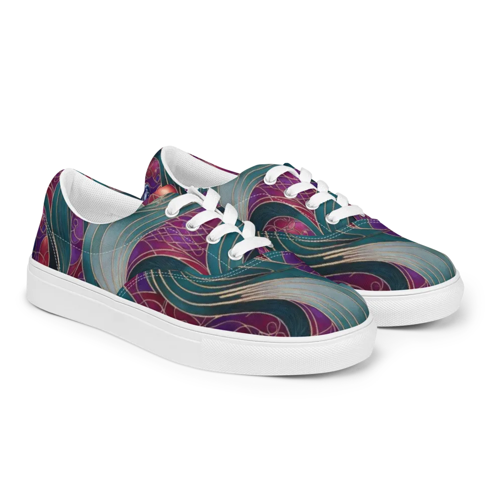 Velvet Plumage on Men's Lace-Up Canvas Shoes — Right Front