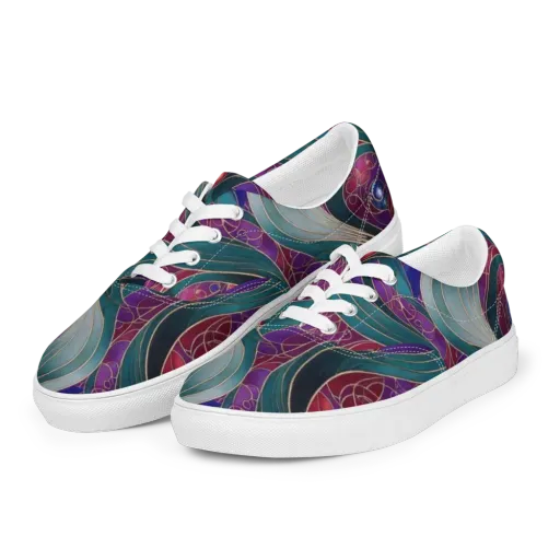Velvet Plumage on a Men's Lace-Up Canvas Shoes