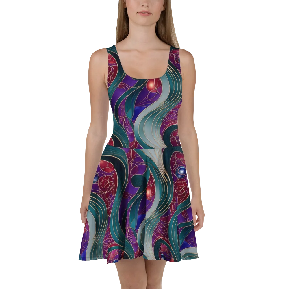 Velvet Plumage on Skater Dress — Front