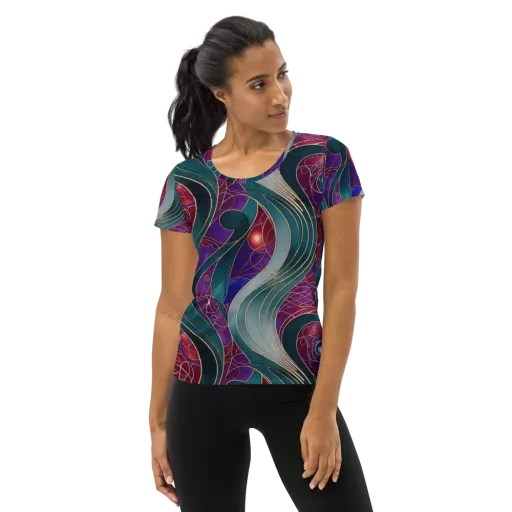 Velvet Plumage on a Women's Athletic T-Shirt