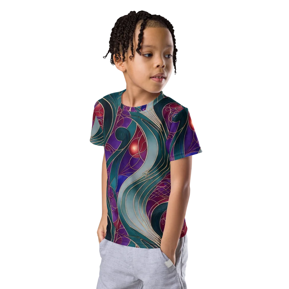Velvet Plumage on Kids Crew Neck T-Shirt — Left Front