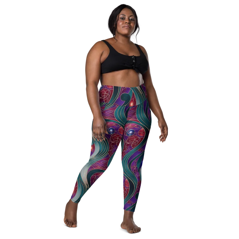 Velvet Plumage on Leggings with Pockets — Front