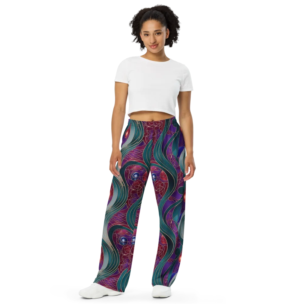 Velvet Plumage on Wide-Leg Pants — Front