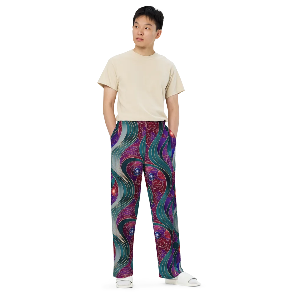 Velvet Plumage on Wide-Leg Pants — Front