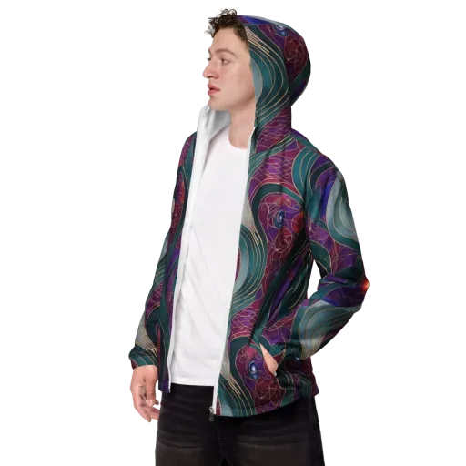 Velvet Plumage on a Men's Windbreaker