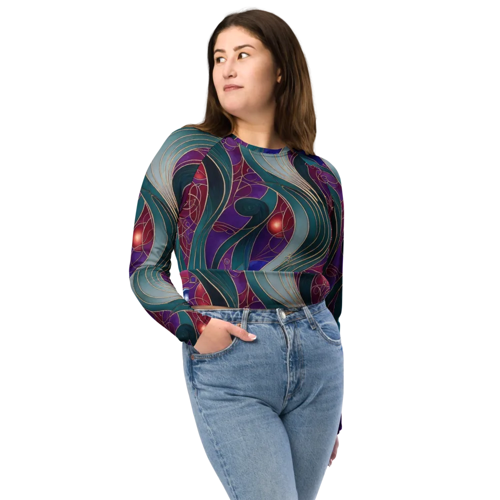 Velvet Plumage on Long Sleeve Crop Top — Front