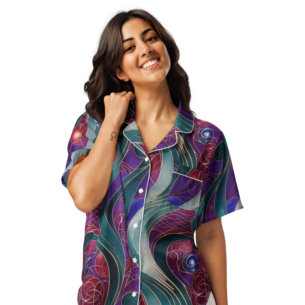 Velvet Plumage on Women's Short Sleeve Pajama Top — Front