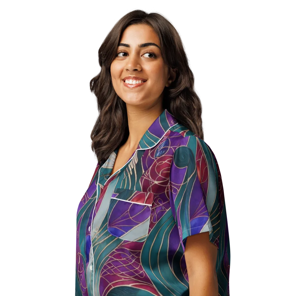 Velvet Plumage on Women's Short Sleeve Pajama Top — Left Front