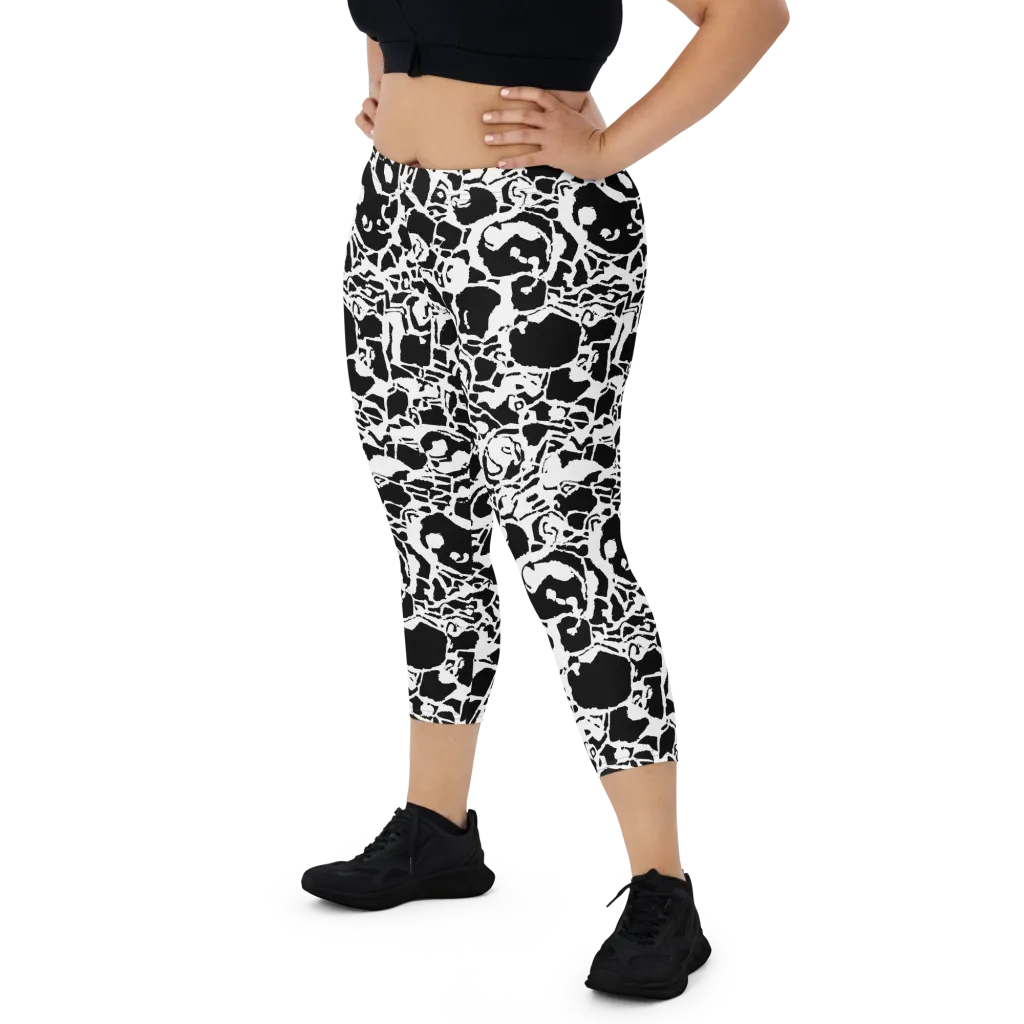 Inkblot Circuit on Capri Leggings — Front