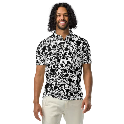Inkblot Circuit on a Men's Slim Fit Polo Shirt