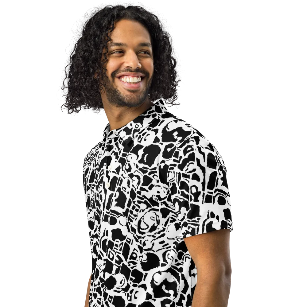 Inkblot Circuit on Men's Slim Fit Polo Shirt — Left Front