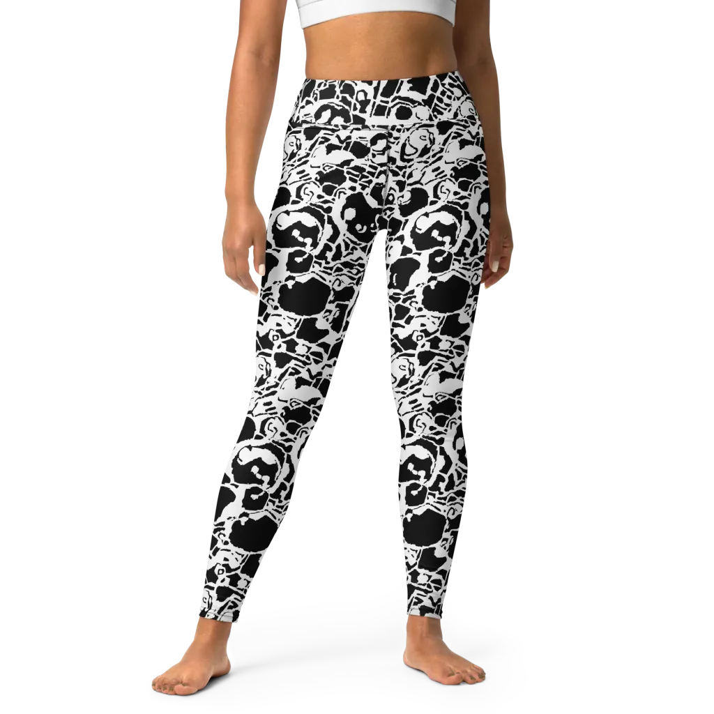 Inkblot Circuit on Yoga Leggings — Front