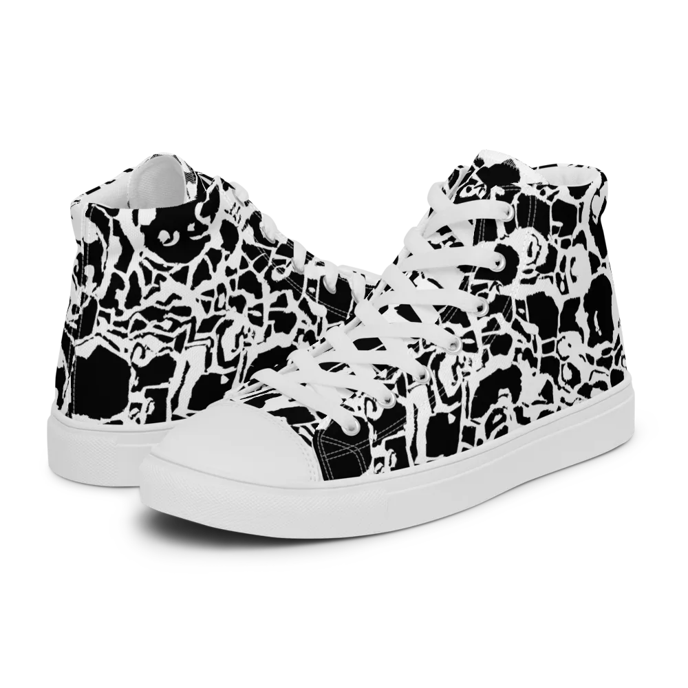 Inkblot Circuit on Men's High Top Canvas Shoes — Left