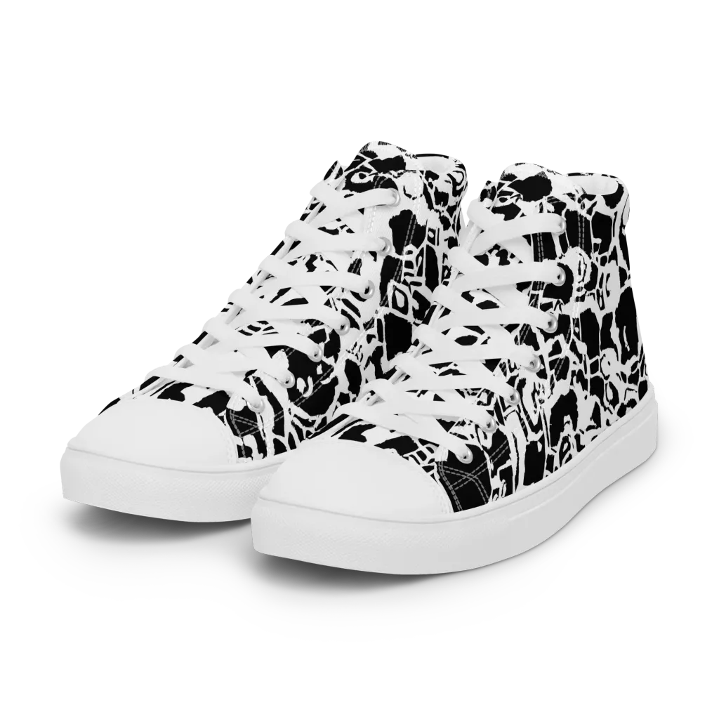 Inkblot Circuit on Women's High Top Canvas Shoes — Left Front