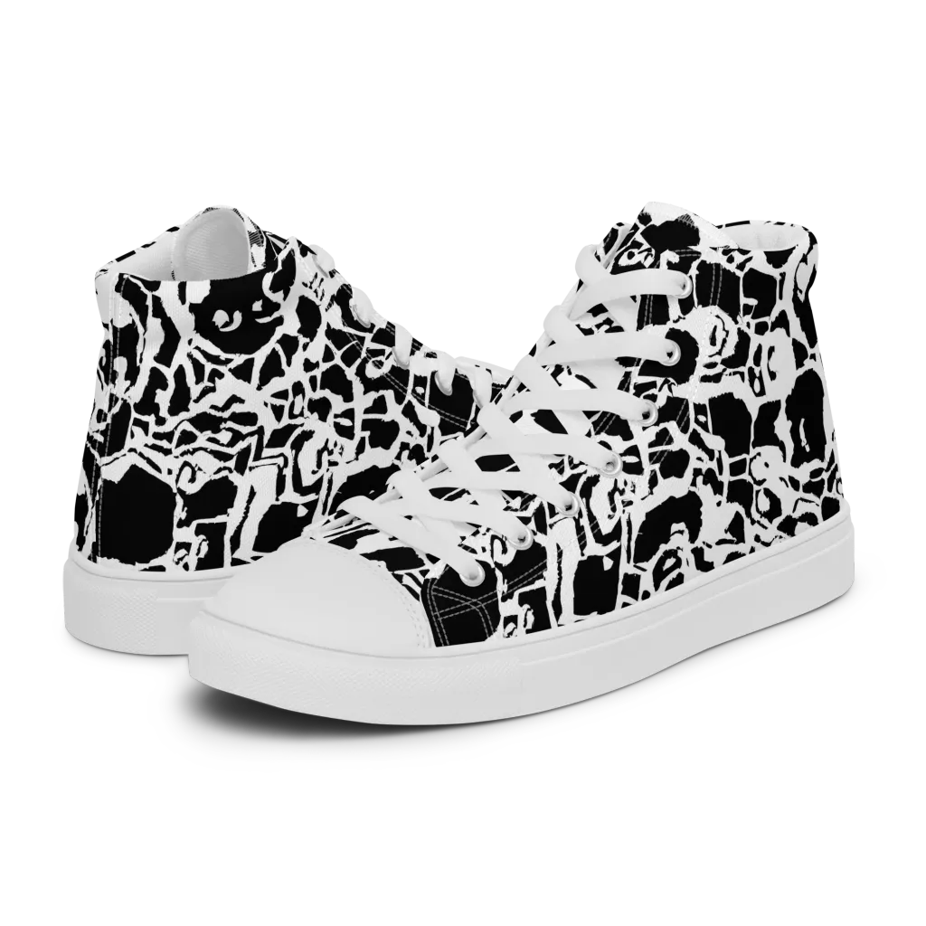 Inkblot Circuit on Women's High Top Canvas Shoes — Left