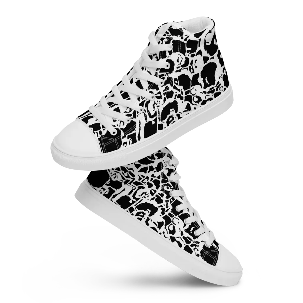 Inkblot Circuit on Women's High Top Canvas Shoes — Front
