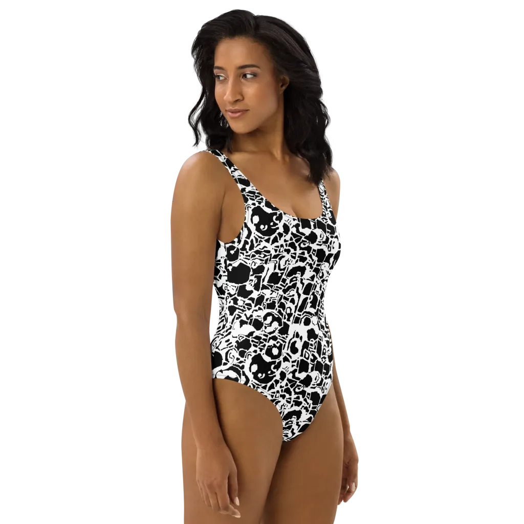 Inkblot Circuit on One-Piece Swimsuit — Right