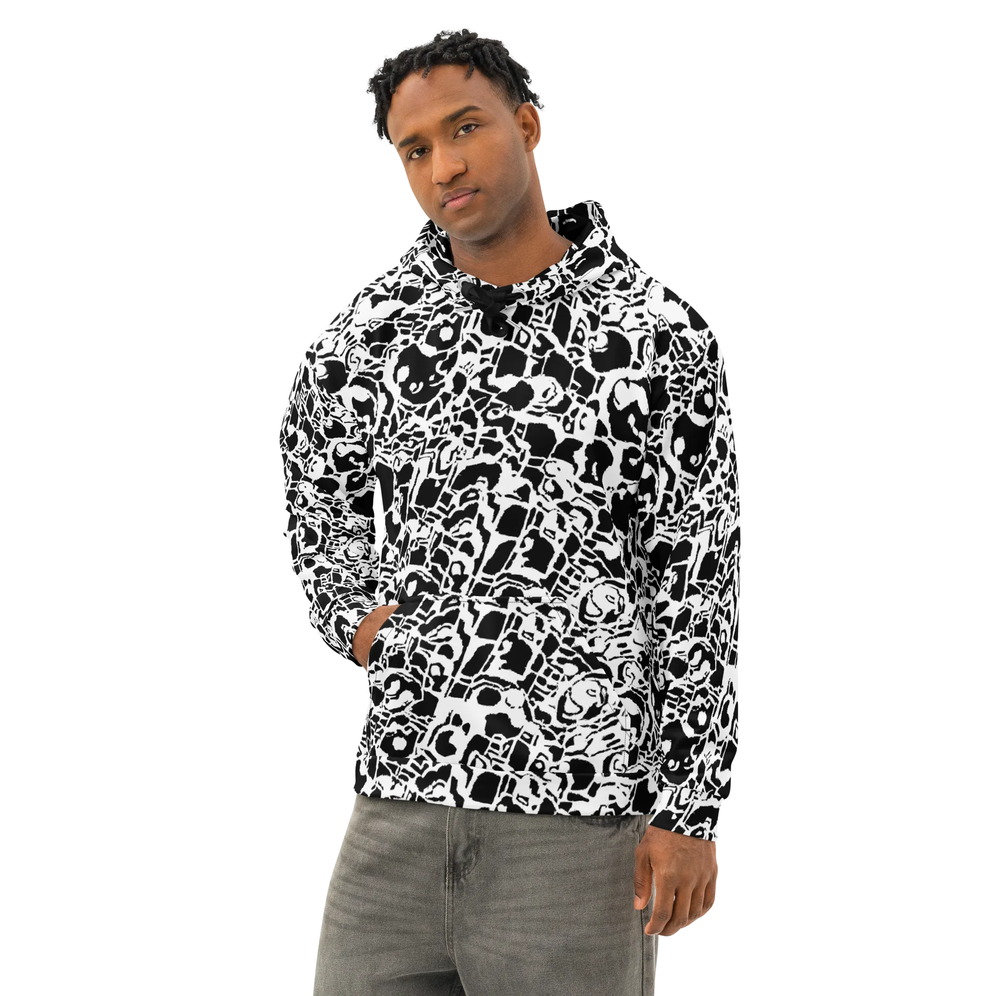 Inkblot Circuit on Cotton Hoodie — Left Front