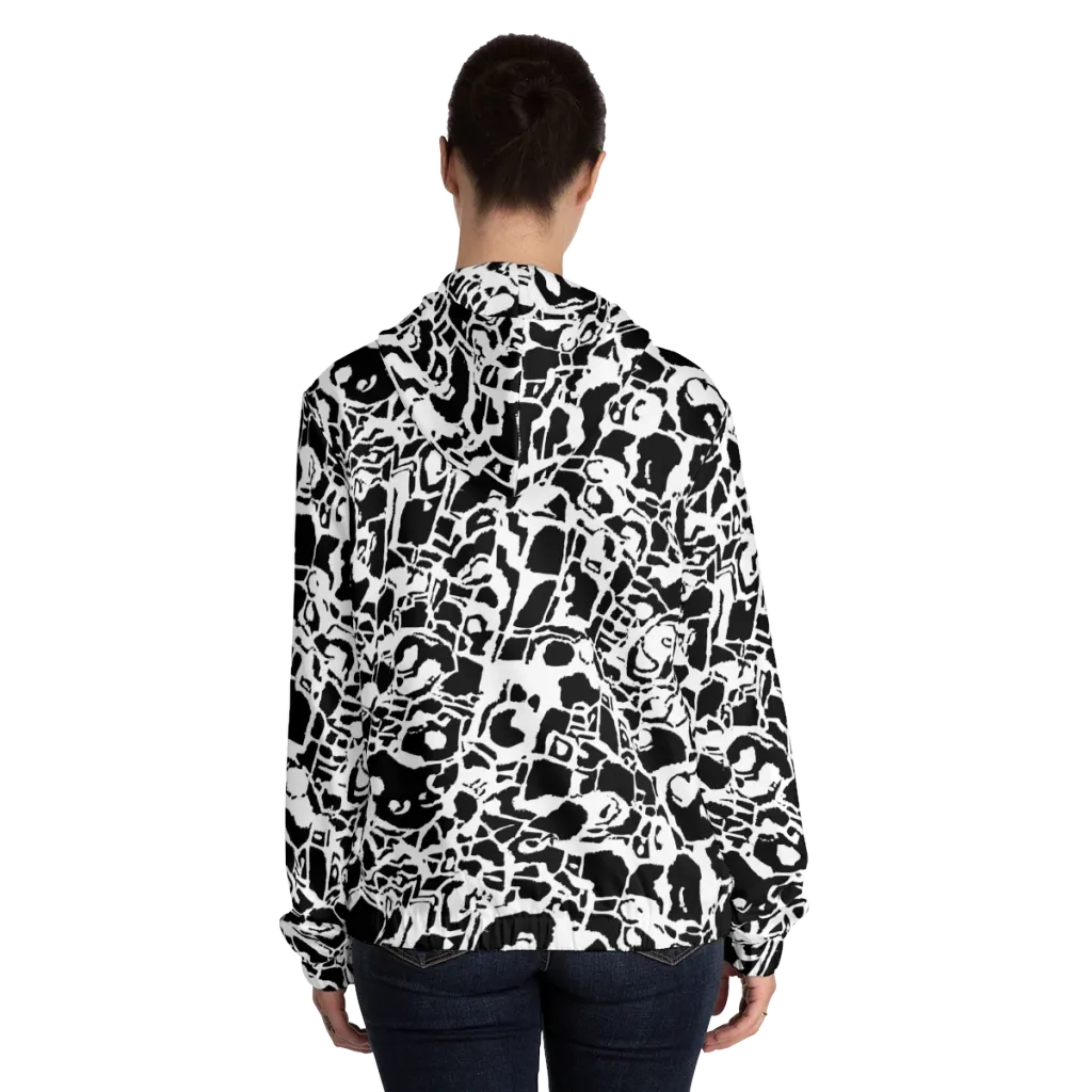 Inkblot Circuit on Women's Full-Zip Hoodie — Back On Person