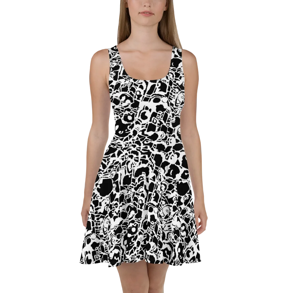 Inkblot Circuit on Skater Dress — Front