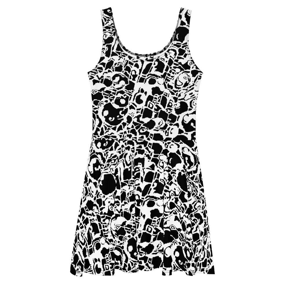 Inkblot Circuit on Skater Dress — Front