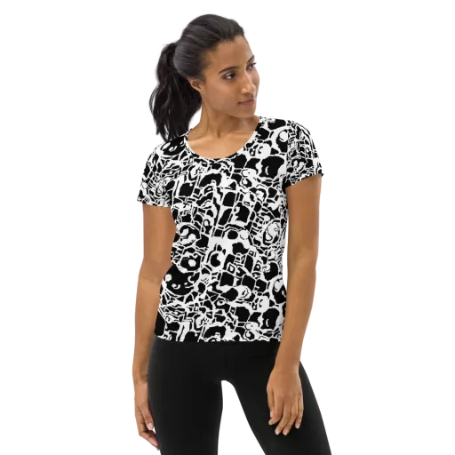 Inkblot Circuit on a Women's Athletic T-Shirt