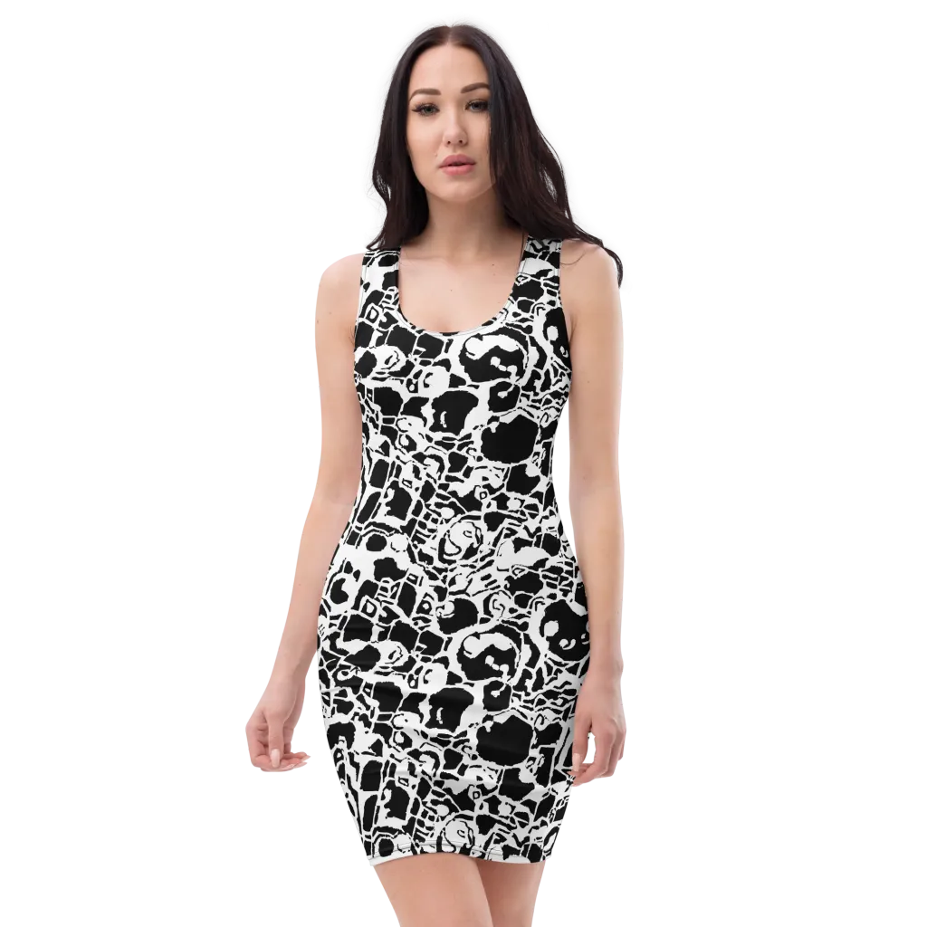 Inkblot Circuit on Bodycon Dress — Front